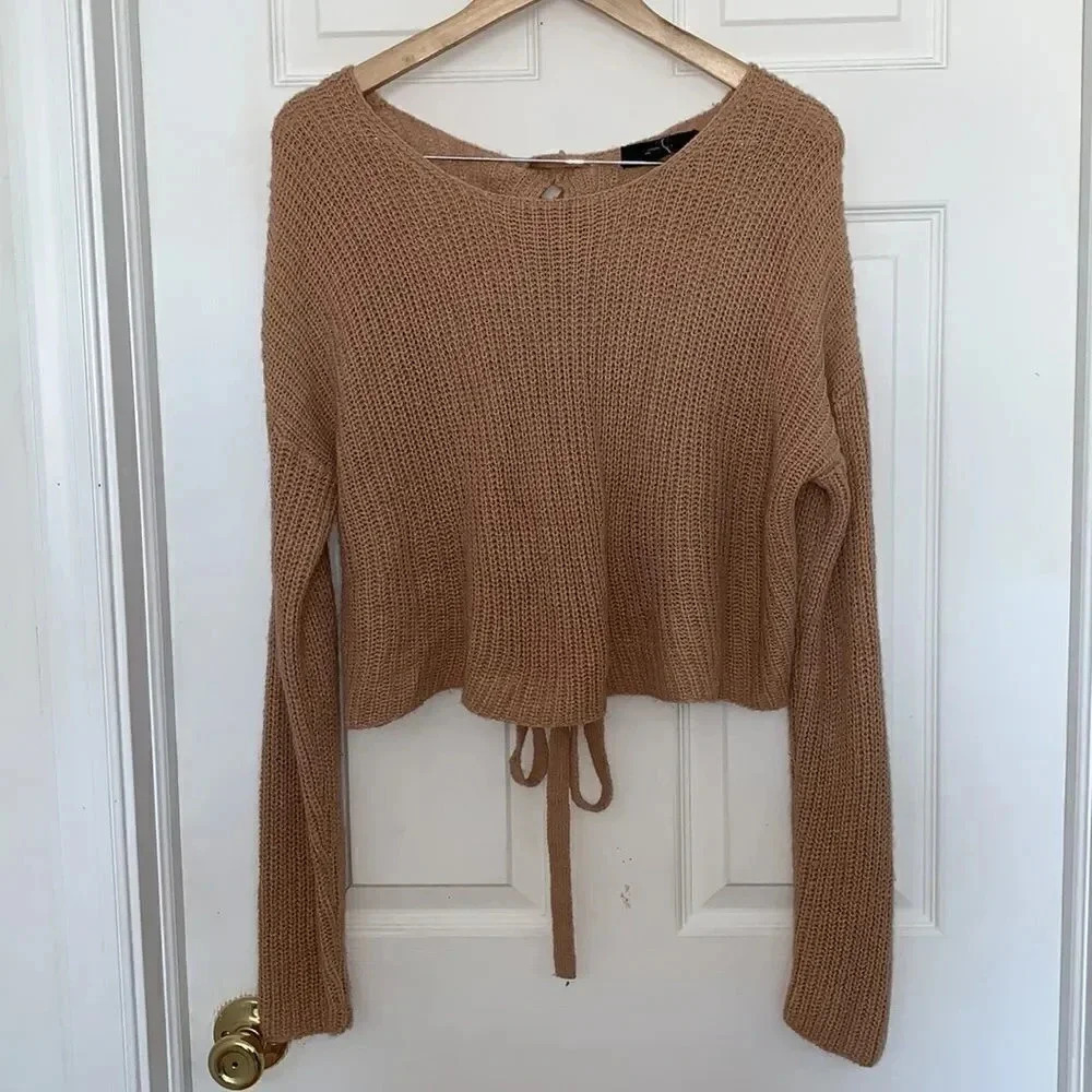Forever21 tan cross back sweater